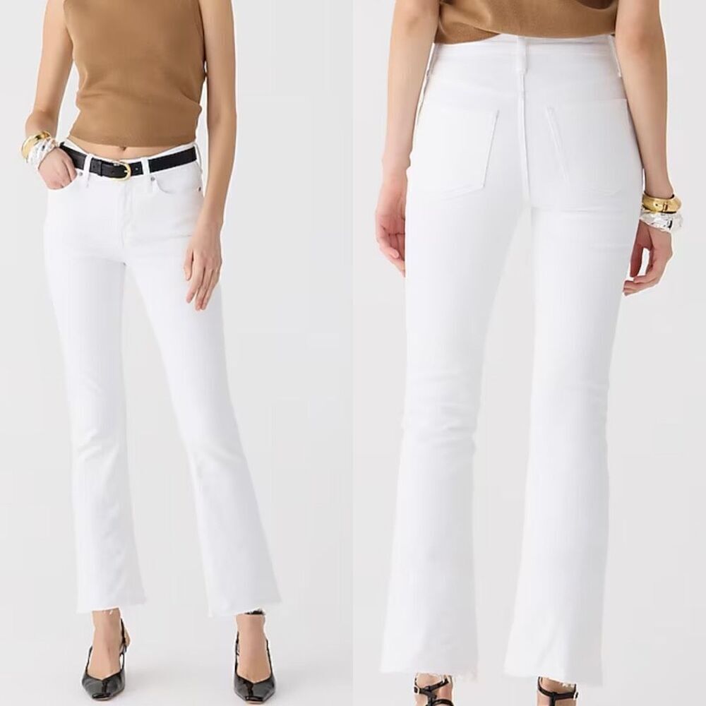 NWT J. Crew Womens White 9" Demi Boot Crop Jeans Size 25T